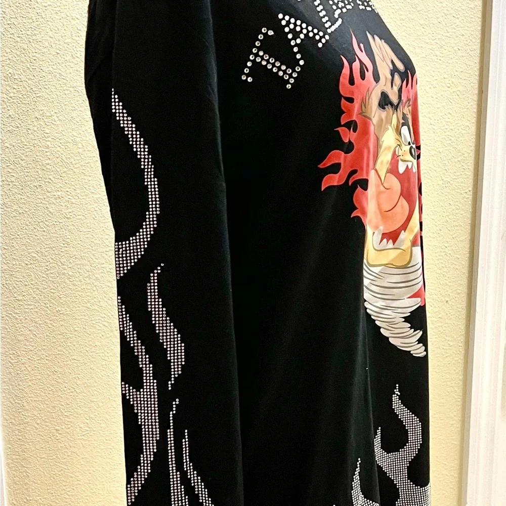 LOONEY TUNES -Dolls Kill -Tasmanian Devil Rhinestone Graphic Tee NEW - Picture 4 of 9